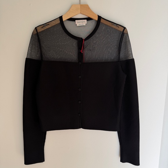 NWT Alexander McQueen Black Sheer Cardigan - Picture 5 of 10